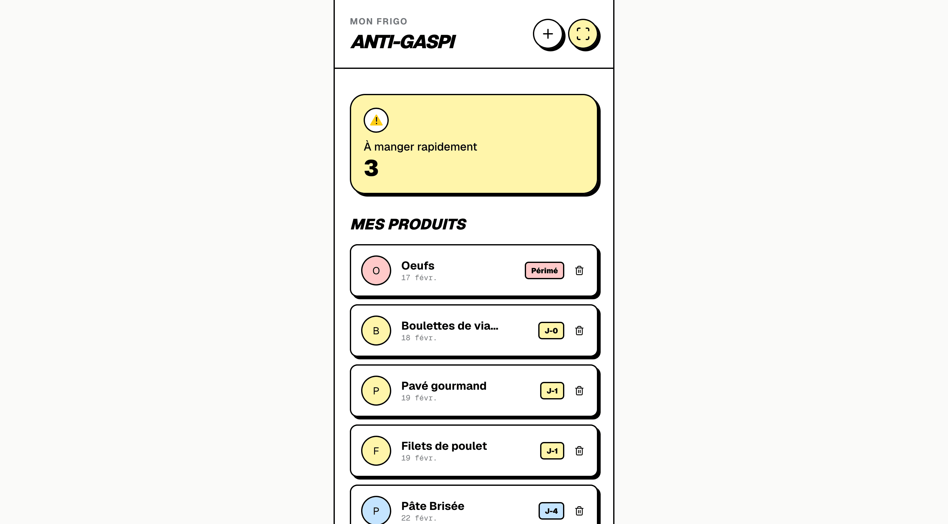 Vue d'ensemble de l'application Anti-Gaspi