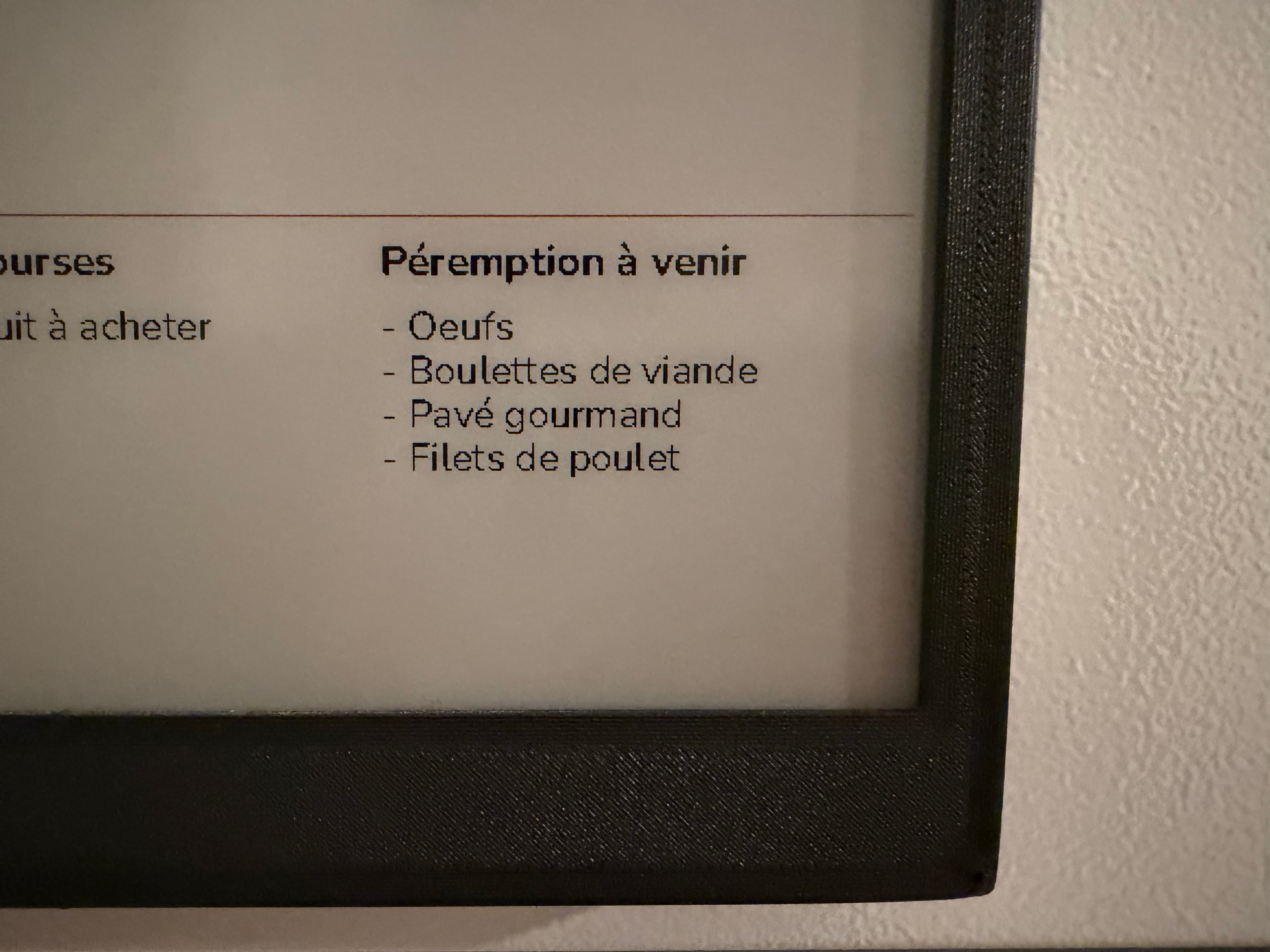 Vue du dashboard e-ink