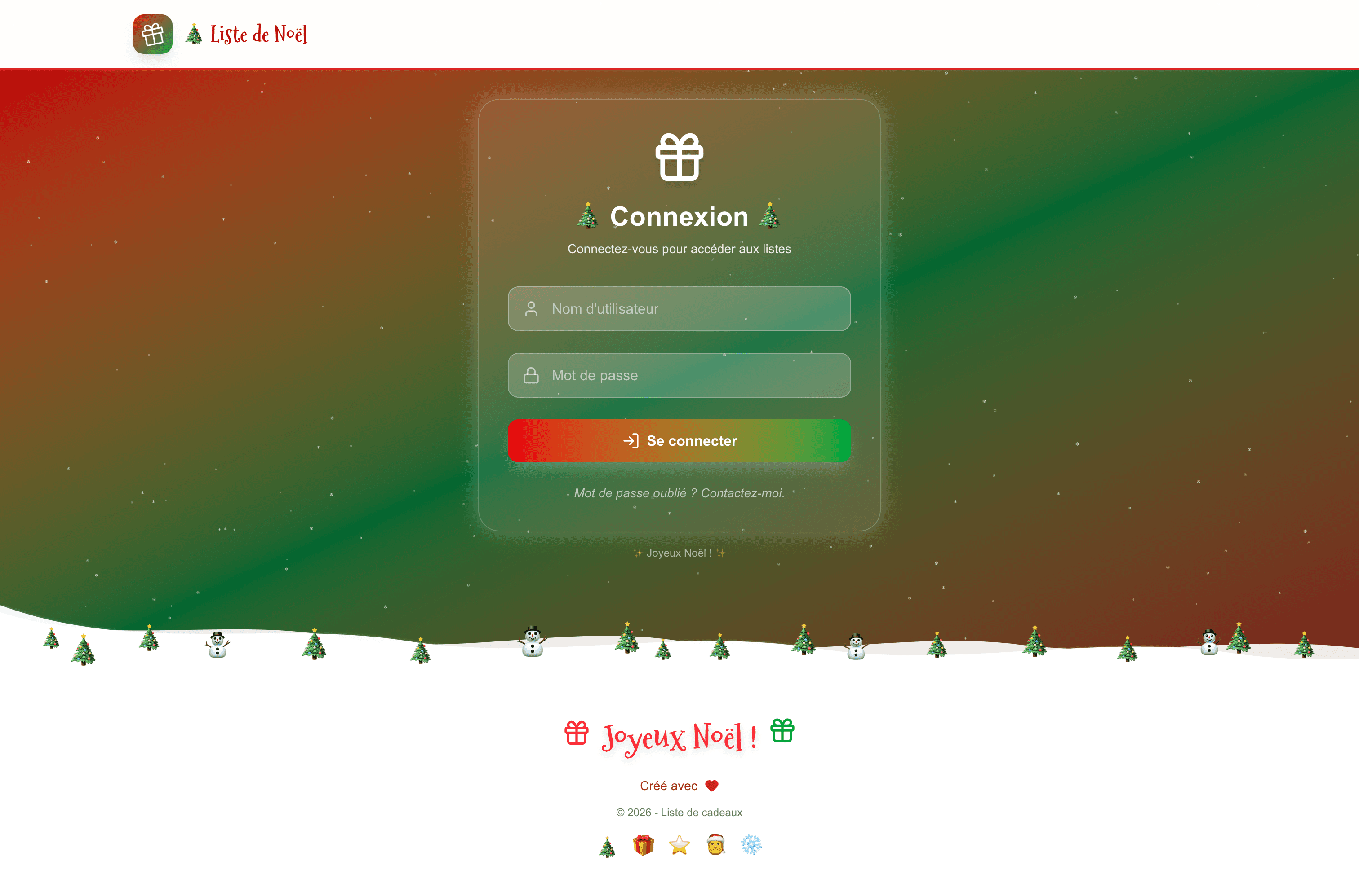 Page login - Version Noël