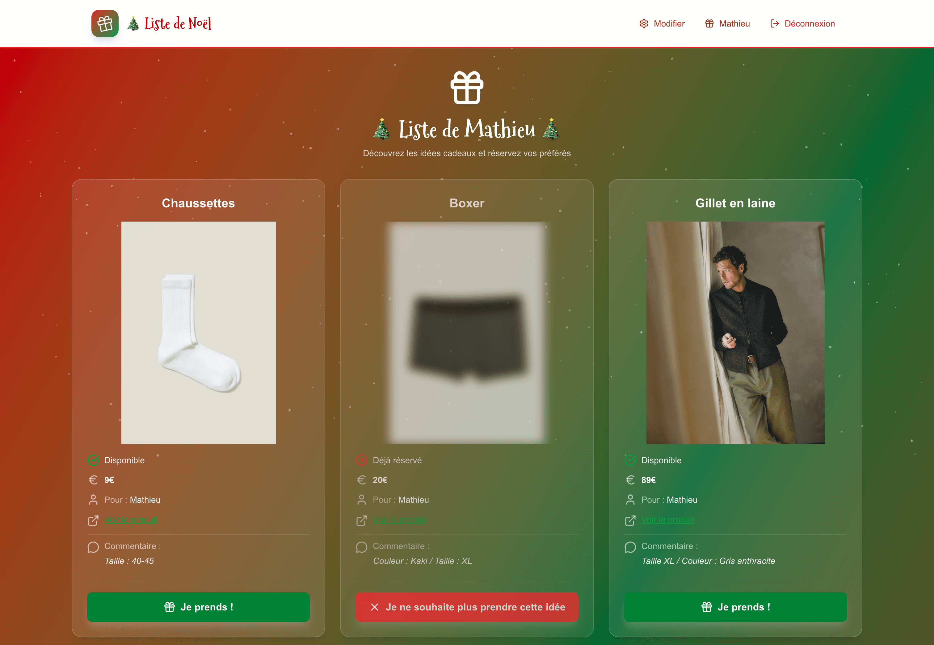 Page d'accueil - Version Noël